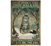 Tabby Cat Once Upon A Time There was A Girl Who Really Cats It was Me - Letrero de metal retro vintage para decoración de pared de café del hogar, 30,5 x 45,7 cm
