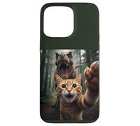 Tabby Cat Selfie Escape from Dinosaur Funny for Teens Adults Carcasa para iPhone 15 Pro MAX