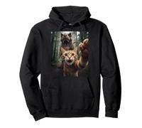 Tabby Cat Selfie Escape from Dinosaur Funny for Teens Adults Sudadera con Capucha
