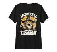 Tabby Cat Wizard You Shall Not PSPSPS Fantasy Magic Lover Camiseta Premium