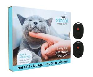 Tabcat V2 Localizador para Gatos - Más Preciso Que el GPS - Sin Suscripción Mensual - 2 Dispositivos de rastreo y 2 Fundas Protectoras - para Gatos de Interior/Exterior - Pequeños y Ligeros