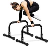 TABEKE Barra de flexión, paralelas de acero de 14 pulgadas de alto y barra de inmersión con mango de espuma de cobertura completa, barras paralelas de calistenia resistentes para sentarse en L,