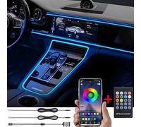 TABEN Car Ambient Light RGB Remote Controller + App Control Lámpara de luz Decorativa Montaje de Bricolaje Tubo de Fibra óptica Flexible 64 Colores Iluminación Interior Atmósfera de luz 1W DC 12V 3m