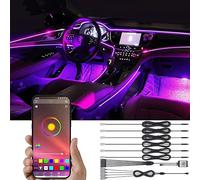 TABEN Control de la aplicación de luz Ambiental Interior del Coche + Kit de iluminación Interior Brillante del Espacio para los pies 64 Colores Atmósfera del Coche Tira de Luces de neón 1W DC 12V 6m