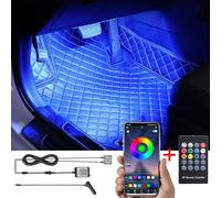 TABEN Kit de iluminación Ambiental de pie automóvil RGB Control App + Remoto RF 16,7 Millones Colores de música Activa Sincronizada Encendedor Luz de Ambiente del Pozo del pie Interior del automóvil