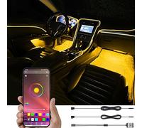 TABEN Kit de iluminación Ambiental para automóvil, 2 en 1 con Fibra óptica de 3 m, función de Memoria Activa de Sonido de Ritmo de música Multicolor y Control de aplicación Bluetooth DC 12V