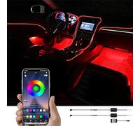 TABEN Kit de luz Ambiental para Coche, 3 Metros de Fibra óptica integrada, función de Memoria Activa de Sonido de sincronización de música Multicolor, Control de aplicación Bluetooth, CC 12 V-24 V