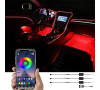 TABEN Kit de luz Ambiental para Coche, 4 Metros de Fibra óptica integrada, función de Memoria Activa de Sonido de sincronización de música Multicolor, Control de aplicación Bluetooth, CC 12 V-24 V
