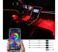 TABEN Kit de luz Ambiental para Coche, 5 Metros de Fibra óptica integrada, función de Memoria Activa de Sonido de sincronización de música Multicolor, Control de aplicación Bluetooth, CC 12 V-24 V