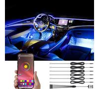 TABEN Luz Ambiental App Control Car Atmósfera Lámpara de luz Suave DIY Reajuste Banda de Fibra óptica 64 Colores Iluminación Interior Luz Decorativa 1W DC 12V 8m