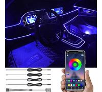 TABEN Luz Ambiental del Coche RGB App Control Lámpara de luz Decorativa DIY Reajuste Tubo de Fibra óptica Flexible 64 Colores Iluminación Interior Atmósfera Luz 1W DC 12V 5m