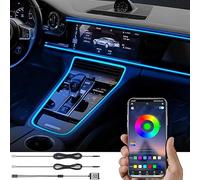 TABEN Luz Ambiental del Coche USB RGB App Control Lámpara de luz Decorativa DIY Refit Tubería de Fibra óptica Flexible 64 Colores Iluminación Interior Luz de Ambiente 1W DC 12V 3m
