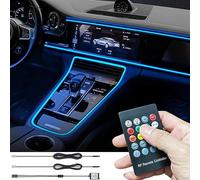 TABEN Luz de Ambiente para Coche RGB Control Remoto Lámpara de luz Decorativa Reparación de Bricolaje Tubo de Fibra óptica Flexible 8 Colores Iluminación Interior Luz de atmósfera 1W DC 12V 3m