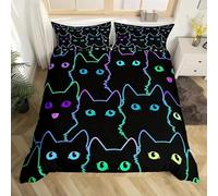 Tabeskly Infantil Niña Lindo Gato Funda Nordica Cama Saco Nordico con Cremallera Multicolor 200×200cm