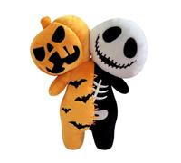 Tabiaprd Spooktacular - Peluche de peluche fosforescente reversible con forma de calabaza y esqueleto - 24,9 cm - Peluche espeluznante para Halloween, decoración de regalos y noches de cine