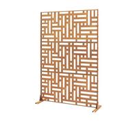 casa.pro Tabique Bernalda Divisor de Espacios Biombo Separador de Ambientes Exterior Interior Diseño Atractivo Protege del Sol Viento Acero Corten 180 x 120 x 40 cm - Marrón Óxido