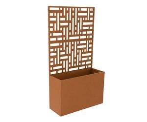 Tabique bernalda con jardinera acero 146x83x31cm - marrón [casa.pro]