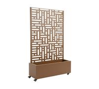 Tabique bernalda con jardinera acero 186x120x40cm - marrón [casa.pro]