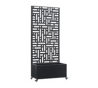 Tabique bernalda con jardinera acero 190x82x38cm - negro [casa.pro]