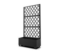 casa.pro Tabique con Jardinera Malja Separador de Ambientes Exterior Interior Divisor de Espacios Biombo Exponer Plantas Protege del Sol Viento Acero Galvanizado 190 x 82 x 38 cm - Negro