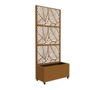 Tabique surnskoki con jardinera acero 190x82x38cm - marrón [casa.pro]