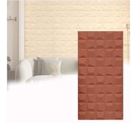 Tabiques Huecos de PU, Paneles de Pared 3D de PU para decoración Interior y Exterior, Ladrillos estructurales Ligeros ignífugos, 16 Piezas con Textura de pirámide roja ladrillo, pa