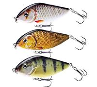 TABKSOLA Jerkbaits Lucio Set, 6,5 cm/15 g con Recubrimiento Biónico, Juego de 3 con Caja de Señuelos, un Señuelo para Depredadores de Agua Dulce.