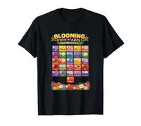 Tabla ABC Floral Colorida del Alfabeto de la A a la Z Camiseta gráfica económica