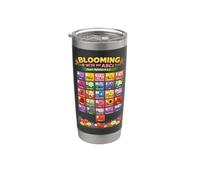Tabla ABC floral colorida del alfabeto de la A a la Z Vaso térmico de acero inoxidable de doble pared