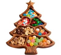 Tabla Charcutería Para Árbol Navidad, Bandeja Para Servir Dividida Madera Rústica con Compartimentos Seccionados, Bandeja Para Servir en Forma Árbol, Plato Queso, Para Bocadillos Frutas y Carne Large
