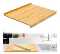 Tabla Cortar Cocin Acero Inoxidable Reversible Bamboo Pastry Board, Large Wooden Cutting with Counter Edge for Kitchen Chopping Butcher Block with Lip for Table Top