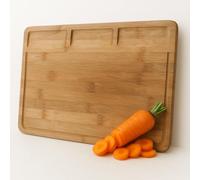 Tabla cortar cocina de bambu natural 44,7x30,5 cm | Antideslizante | Tabla de cortar madera | Con ranuras para liquido y compartimentos | Multifuncional para hogar y cocina