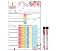 Tabla de agenda para - Tabla de tareas magnéticas de 20 x 30 cm | Tarea magnética del refrigerador, tabla de borrado en seco con 2 marcadores de punta fina, tabla de tareas de recompensa r