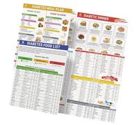 Tabla de alimentos para diabéticos, planificador de comidas laminado + lista de nutrición de comestibles, guía completa de dieta para diabéticos