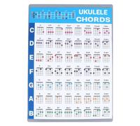 Tabla de Aprendizaje de Acordes de Ukelele, Hecha con Papel Revestido, Tamaño Conveniente, Adecuada para Todos los Niveles Hoja de Acordes de Ukelele, Incluidas Técnicas de (L)