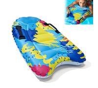 Tabla de bodyboard hinchable para niños y adultos, 75 x 65 cm, portátil y plegable con 2 asas, tabla de surf de PVC para playa, piscina y natación, aprendizaje para deportes acuáticos de verano
