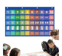 Tabla de bolsillo con números de trayectoria, tabla de bolsillo de números 1-10 tarjetas bilingües inglés-francés | Tabla de bolsillo para profesores con tarjetas para el hogar, paredes de aula