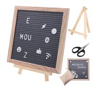 Tabla de cartas de fieltro de 25 x 25 cm, tablero intercambiable, tabla de letras de fieltro con 340 letras, pizarra cuadrada con letras, pizarra de madera con caballete y bolsa