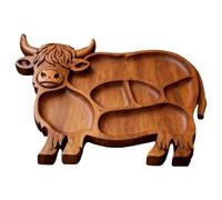 Tabla de charcutería de vaca Highland, tabla de servir rústica hecha de madera maciza natural, bonita tabla de charcutería de madera de vaca para aperitivos, frutas, carne, queso, bandeja divertida