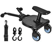 Tabla de cochecito con Asiento, Vihir Patin Carro Bebe Universal, Buggy Board Para el Segundo Niño, Accesorio Para Niños de 2 a 6 Nños (25 kg), Viene con 2 Ganchos para Cochecito