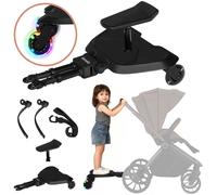LIONELO Buggy Board Patín Carro Bebé Universal Asiento Desmontable, Reposapiés Universal, Niños de 2 a 5 años, Capacidad de 25 kg, Suspensión, Ruedas LED