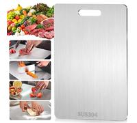 Tabla de Cortar Acero Inoxidable, de Doble cara Tabla para Cortar Cocina, para Carne, Pan, Verduras y Frutas, Resistente ai Calor y Duradera (30 x 46 cm)