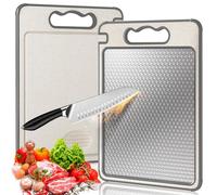 Tabla de Cortar Acero Inoxidable de Grado Alimenticio de Doble Cara, Sin BPA, Tabla de Cortar de Foble Cara para Cocina, para Carne, Pan, Verduras y Frutas