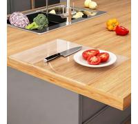 Tabla de cortar acrílico, encimera KüChe 40 x 30 cm, tablas de cortar, encimera de cocina, protector de encimera con borde de tope, transparente y antideslizante, color blanco