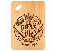 Tabla de cortar Beau-Papa Gras es la Vie - Bandeja Apéro de Bambú de Regalo Grabado para Hombre Día del Padre Cocina Barbacoa