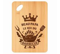 Tabla de cortar Beau-Papa Rey de la Barbacoa - Bandeja Apéro de bambú para regalo grabado para hombre, día del padre, cocina barbacoa
