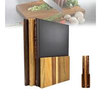 Tabla de cortar biblioteca, juego de 3 tablas de cortar con soporte, tabla de madera de cocina que parece libros con etiquetado de alimentos para queso, pan, verduras, carne