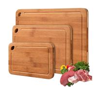 Tabla de Cortar Cocina Madera Bambú Juego de 3 Tablas de Cortar Versátil y Robusta Cutting Board Tabla de Corte Bambu Grande y Pequeña Tabla de Madera Cocina Para Verduras,Carne Y Pan (Marrón)