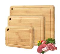 Tabla de Cortar Cocina Madera Bambú Juego de 3 Tablas de Cortar Versátil y Robusta Cutting Board Tabla de Corte Bambu Grande y Pequeña Tabla de Madera Cocina Para Verduras,Carne Y Pan (Natural)