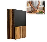 Tabla de cortar con forma de libros, juego de 3 tablas de cortar de madera maciza con soporte de madera, bloque de carnicero fácil de limpiar para carne, queso y pan